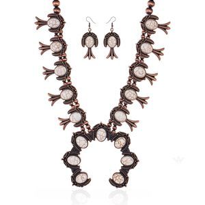 Rustic Couture's Squash Blossom Turquoise Necklace Earrings Jewelry Set for🐦